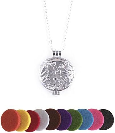 Aromatherapy Essential Oil Diffuser Locket Pendants Necklaces Silver-tone Perfume Pendant with Chain
