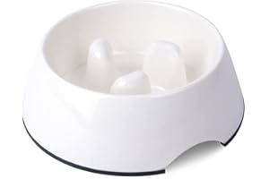 SUPER DESIGN SUPERDESIGN Slow Feeder Dog Bowl Cat Bowl 1/2 Cup Slow Feeding Dog Bowl for Small Medium Breed Anti Gulping Healthy Eating Interactive Bloat Stop Fun Alternative Non Slip Puzzle Dog Food Bowl, White
