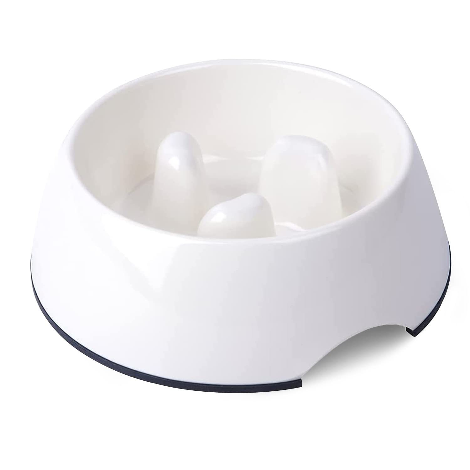 SUPER DESIGN Gobble-Stop Slow Feeder Slow Eating Dog Bowl of Food Grade Melamine Anti-Gulp Anti-Choking Anti-Bloat Interactive Fun Feeding for Dogs Cats Puppies, Medium, Cream White