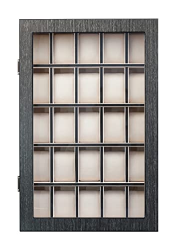 TimelyBuys 25 Slot Ginko Grey Wood Watch Display Case and Storage Organizer Box