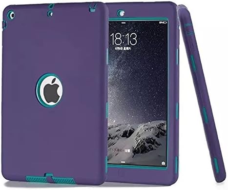 Ipad 6/Air 2 Case ,Tonerone Armor Kickstand 3-Layer Shockproof Sides and Corners Fully Wrapped Anti-dust Scratching Resistant Protective Back Cover Case For Apple Ipad 6/Air 2 PurPle
