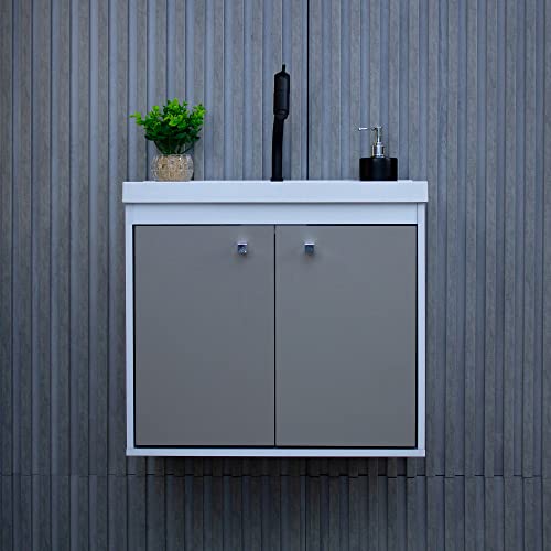 RIVERZZA Gabinete com Cuba Suspenso 100% MDF Branco Gianduia Lilies Móveis
