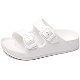 FUNKYMONKEY Unisex-Child Slides Double Buckle Adjustable EVA Flat Sandals for Boys Girls