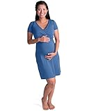 Kindred Bravely Angelina Ultra Soft Maternity & Nursing Nightgown Dress (True Blue, Medium)