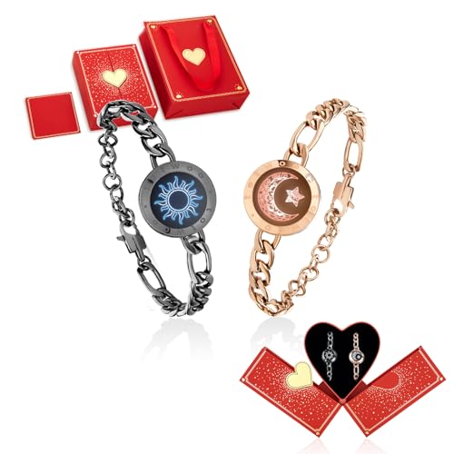 Totwoo Intelligente Partnerarmbänder Für Fernbeziehungen Mit 1-Zu-1-Bluetooth-Kopplung Per App – Ideales Valentinstagsgeschenk Mit Leuchten &Amp; Vibration Bei Berührung Aus 316L Edelstahl