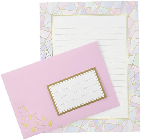 包む レターセット ステンドグラス ピンク Tl011