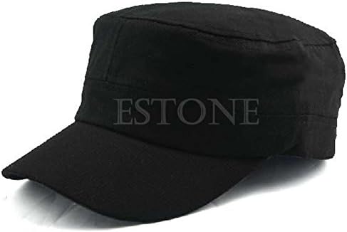 New Adjustable Cadet Style Cotton Cap Hat Classic Plain Vintage Army Military (Black)