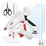 57-Piece Hot Glue Gun Kit, KeLDE UL Certified 100 Watts Large Full Size Glue Gun, Changeable Nozzle and Power Switch, Bonus 10 Watts Mini Glue Gun, Includes 2 pcs Extra Fine Tips, 50 pcs Glue Sticks