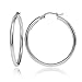 Hoops & Loops - Sterling Silver 2mm High Polished Click Top Hoop Earrings in Sizes 40mm, 45mm or 50mm | Sterling Silver, Yellow & Rose Gold Flash Platted