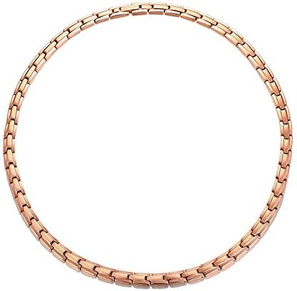 Rockyu Brand Popular Stainless Steel Necklace, Hypoallergenic, Unisex, Black, Magnetic, Men’s, Women’s, Necklace, Luxurious, Birthday Gift, Stainless Steel, Necklace – Perimeter 50cm-Pink Gold