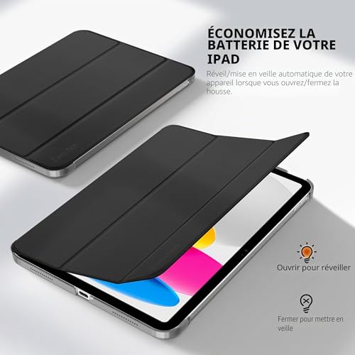 EasyAcc Case for iPad A16 11th 2025 11 Inch/iPad 10th Generation 10.9 Inch 2022, Ultra Slim Translucent Matte Protective Case with Auto Wake/Sleep Function, Black