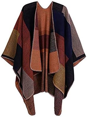 Women’s Winter Cashmere Limitation, Women Elegant Cardigan Shawl Wrap Sweater Coat for Winter Reversible Oversize Plaid Blanket Poncho Cape Shawl Cardigans