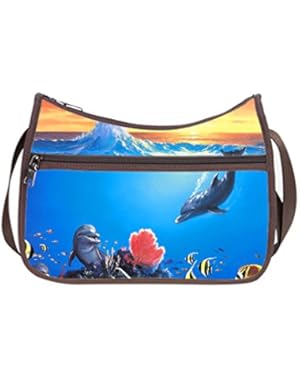 JIUDUIDODO Custom Oxford Fabric Christmas Gifts Dolphin Cross Body Handbags Casual Bags (Twin Sides)