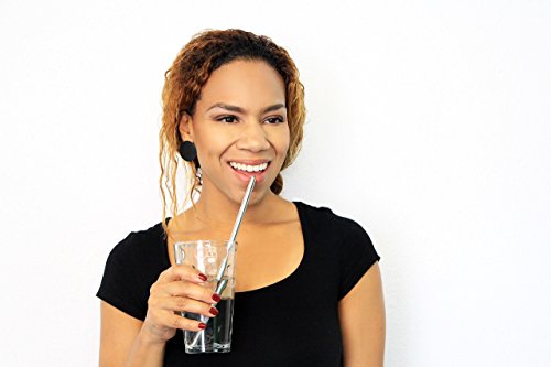 Green Heart Stainless Steel BPA Free Reusable Straw with Cleaning brush, 9.5-Inch, Set of 4 (2 Bent and 2 Straight Wide Mouth) - Thumbnail 5