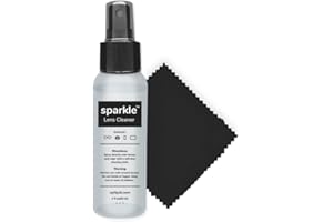 OPTIPAK Sparkle Anti-Reflective Lens Cleaner Spray kit | (1) 2oz Glasses Cleaner Spray + (1) Microfiber Cloth for Eyeglasses, Sunglasses, Lenses, Screens and Camera Cleaning Kit (2 Piece Set)