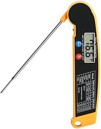 Instant Read Digital Meat Thermometer Fast Electronic BBQ and Kitchen Cooking Food Thermometer with long probe for Candy,Cooking, Grills, Smoker,Milk (orange)
