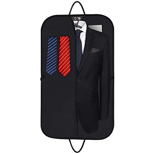 Buruis Travel Garment Bag with Large Laptop Compartment and 2 Pcs Functional Hangers, Protable Waterproof Suit Bag Carrier Cover for Trip, Business and Clothes Storage (Blue Stripe)