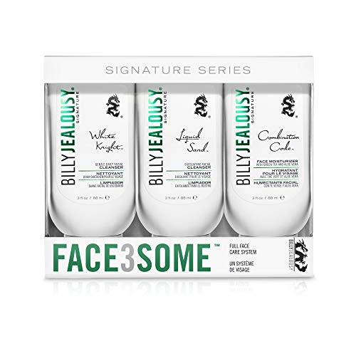 Billy Jealousy Face3Some Face Trio Vegan Mens Skin Care Kit with Travel Size To…
