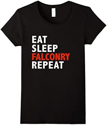 Women's Eat Sleep Falconry Repeat Funny T-shirt Hunting Gift  Large Black