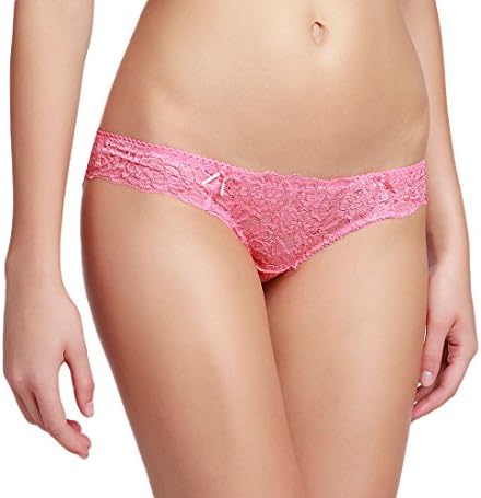 Annajolly Women's All Lace Sexy Brief Bikini Hipster Cheeky Panties Peach Medium