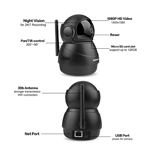 Haichendz (Pro) Home Wireless IP Camera 1080P HD WiFi Indoor Security Surveillance System Pan/Tilt Two-Way Audio & Night Vision for Baby/Elder/Pet/Nanny Monitor … (Black) - Thumbnail 4