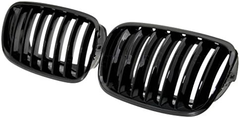 Kongnijiwa Grilles Series Auto Replacement Racing Grills 1 Pair Gloss Front Bumper Hood Grilles Kidney for BMW E70 E71 X5 X6 Left and Right