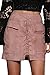 PROGRACE Women Stylish Lace Up Faux Suede Bodycon Tight Winter Mini Skirt Pink M