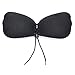 TinyWalnut Women's Strapless Self Adhesive Bra Push Up Invisible Backless Wing Shape with Drawstring Black Cup DD