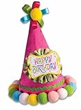 Forum Novelties 78762 Festive Happy Birthday Cone Hat Adults Kids Pom Balls Circus Fancy Accessory Party Supplies, One Size