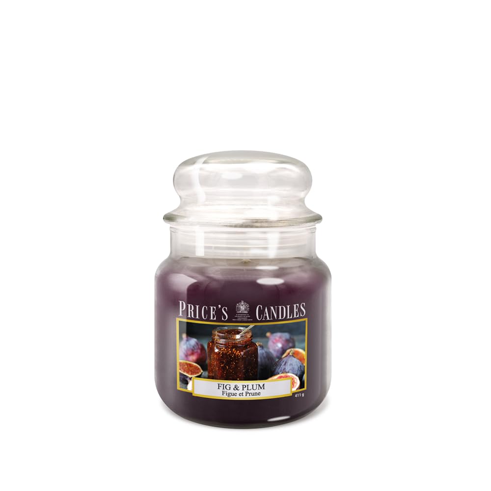 Price's - Fig & Plum Medium Jar Candle - Sweet, Delicious, Quality Fragrance - Long Lasting Scent - Up to 90 Hour Burn Time