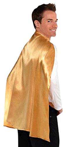 Superhero Cape Dress up Costume Party Accessory, Gold, Fabric, 30".