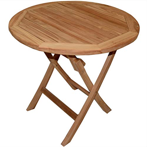 Klapptisch Salerno Teak Massivholz rund Durchmesser 80 cm