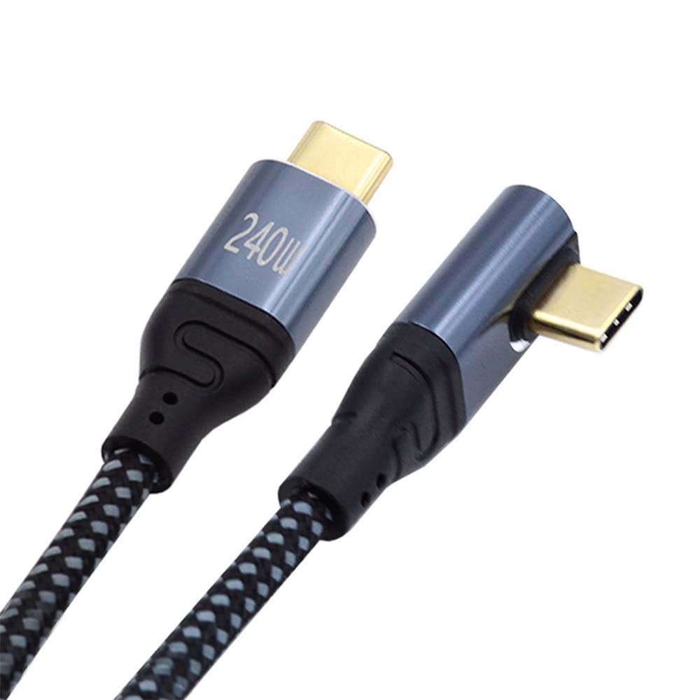 NFHK USB-C 240W Type-C Cable 480Mbps 48V 5A Low Profile Angled 90 Degree Compatible with USB2.0 100W Charging for Laptop Tablet Phone 50cm — image 1