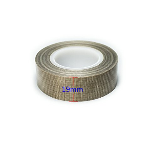PTFE Coated Fabric Tape Teflon Adhesive Tape High Temperature Vacuum, Hand and Impulse Sealers Machine Sealing Tape 0.18mm Thick (19mm-10M)
