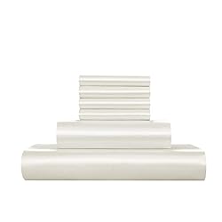 AiMay 6 Piece Satin Bedding Sheet Set Queen Off