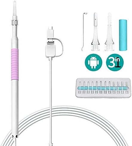 KEBIDU 3 in 1 Digital Ear Cleaner USB Otoscope Endoscope 5.5mm Visual Earwax Clean Tool Ear Spoon Earpick Camera (Pink)
