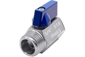 Beduan 3/4" Mini Ball Valve, 316 Stainless Steel Female x Male NPT Thread Shut-Off Valve(Pack of 1)