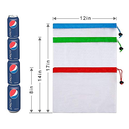 image for mixigoo Reusable Mesh Produce Bags - Premium Washable Mesh Bags for Gr