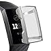 YiJYi Compatible with Fitbit Charge 4/ Charge 3 Screen Protector, Soft Slim Full-Around Protective Case Cover Shield Bumper for Fitbit Charge 4 and Charge 3 /SE(Silver)