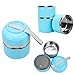 Maiyuansu Bento Lunch Box Stainless Steel Leakproof Food Storage Containers with Insulated Lunch Bag for Adult and Office (Blue)