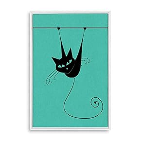 Framed Canvas Wall Art for Living Room, Bedroom Cat Illustration XVI Canvas Prints for Home Decoration Ready to Hang - 16x24 inches