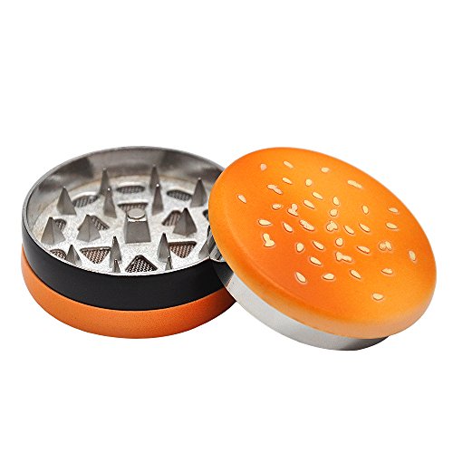 Autumn Water Hamburger Herb Grinder 3 Part 55 MM With Shark Teeth Metal Spice Herb Grinder Spice Grinder Hand Muller - Thumbnail 2