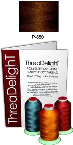 1 cone of ThreaDeligh Polyester Embroidery Thread - Chestnut Brown P850 - 1100 yards - 40wt