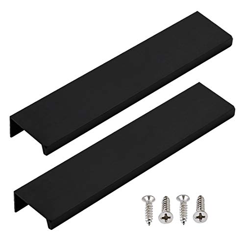 LC LICTOP 15cm/5.9" Black Modern Style Finger Edge Tab Pull Handle Door