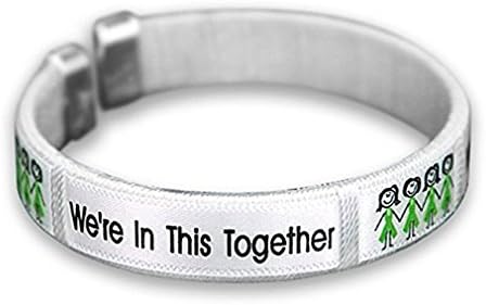 Cerebral Palsy/Bipolar Disorder/Liver Cancer Awareness Green Ribbon Together Bangle Bracelet