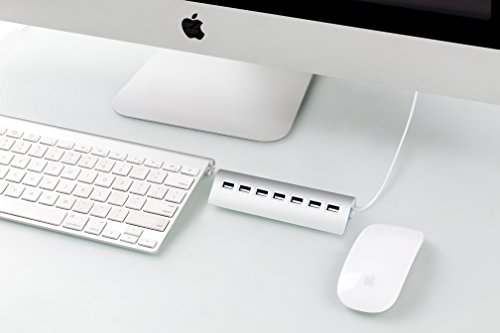 Cateck Premium 7-Port Aluminum USB Hub with 2-Foot Shielded Powered Y-Cable for iMac, MacBooks, PCs and Laptops