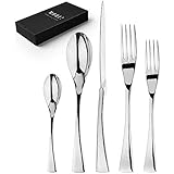 5-piece Stainless Steel Flatware Set with Mirror Finish for Kitchen, Hotel, Restaurant or Wedding Party - Dishwasher Safe Cutlery Set