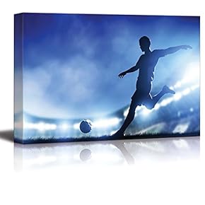 Football Soccer Match a Player Shooting on Goal...