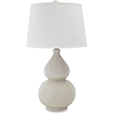 Signature Design by Ashley Saffi Transitional UL Listed Table Lamp with Fabric Shade and Double Gourd Base and 3-Way Switch, 