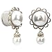 KUBOOZ Pearl Pendant Ear Piercing Jewelry Stainless Steel Tunnels and Plugs Ear Expander Reamer Guages 1/2